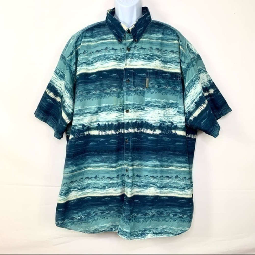 Columbia Men’s Hawaiian Shirt Blue water 4XB